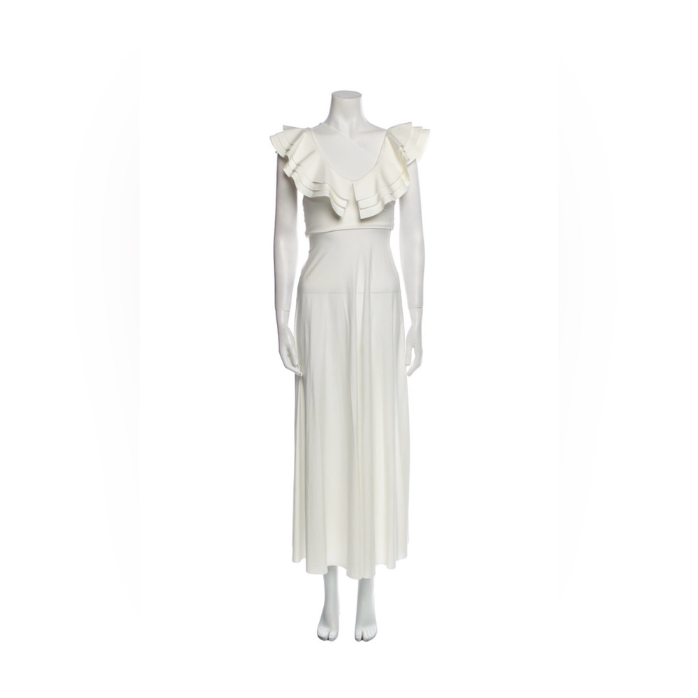 Maygel Coronel Salerno Cut Out Ivory Jersey Midi Swimsuit Dress One Size O/S